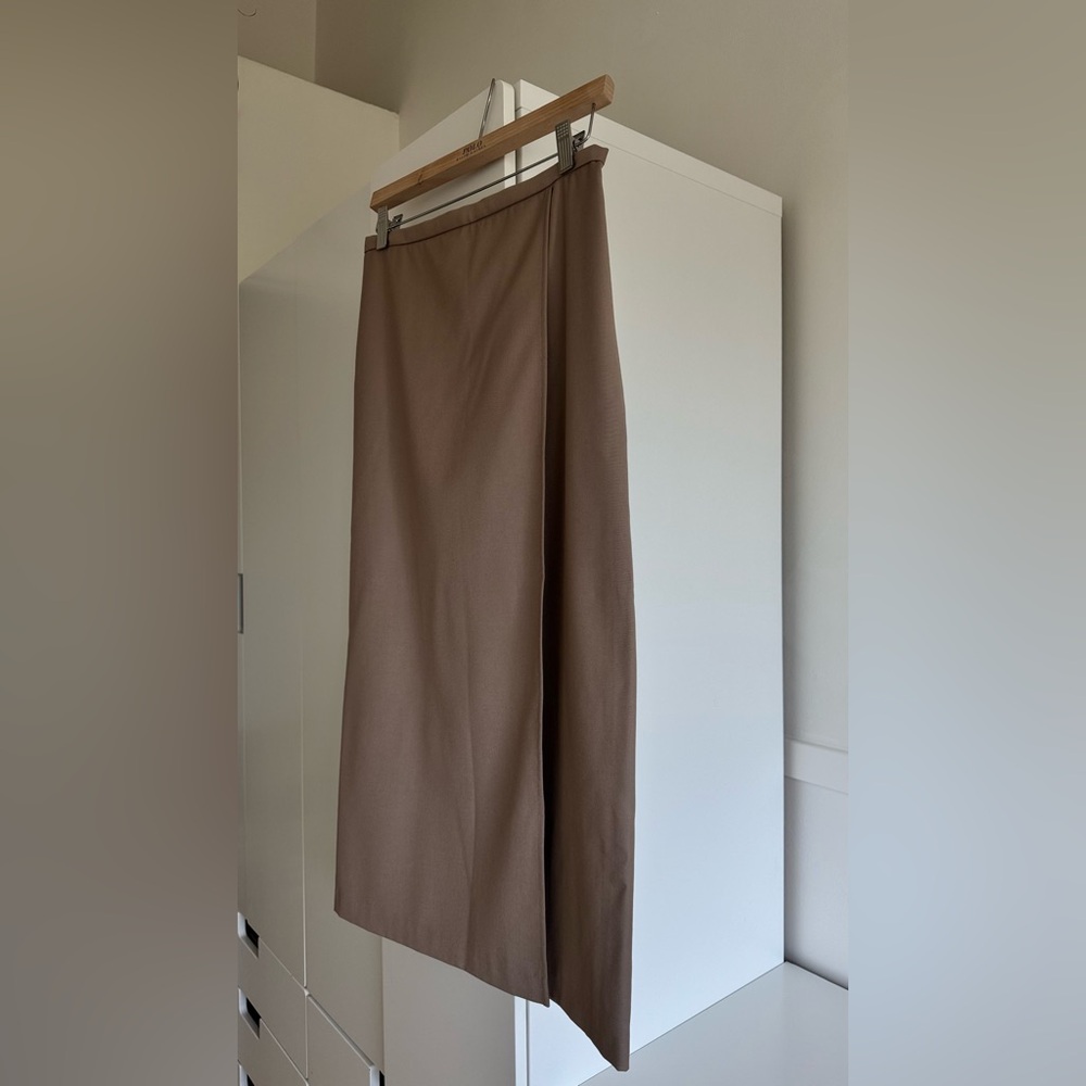 H&M Brown Maxi Skirt Asymmetrical Slit - Never Worn!